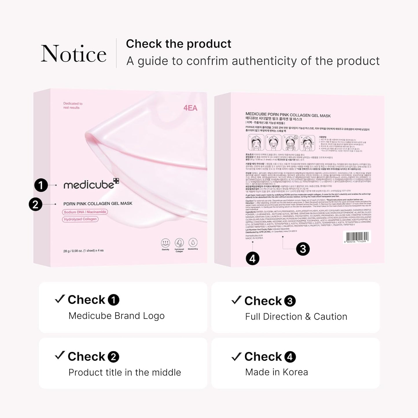 Medicube Salmon DNA PDRN Pink Collagen Jelly Gel Mask 4ea