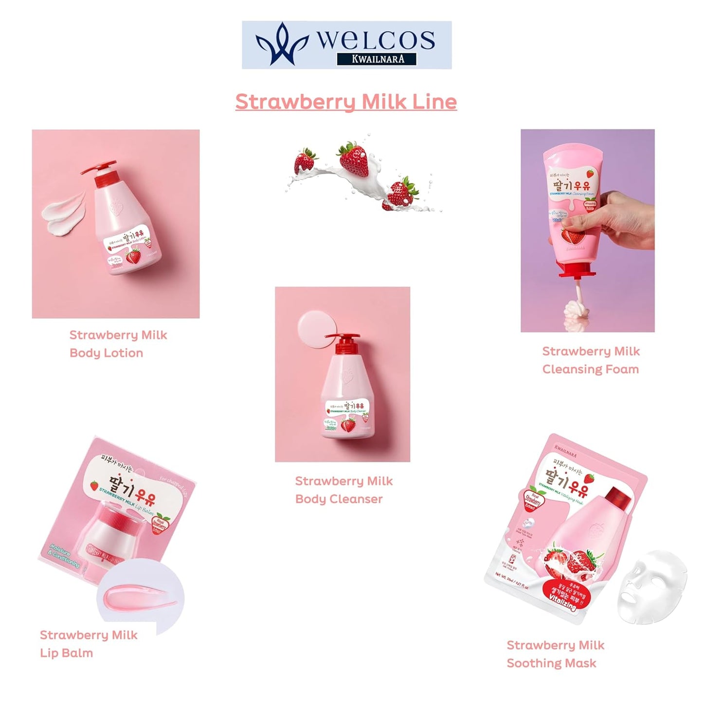 WELCOS KWAILNARA Strawberry Milk Body Cleanser 560g