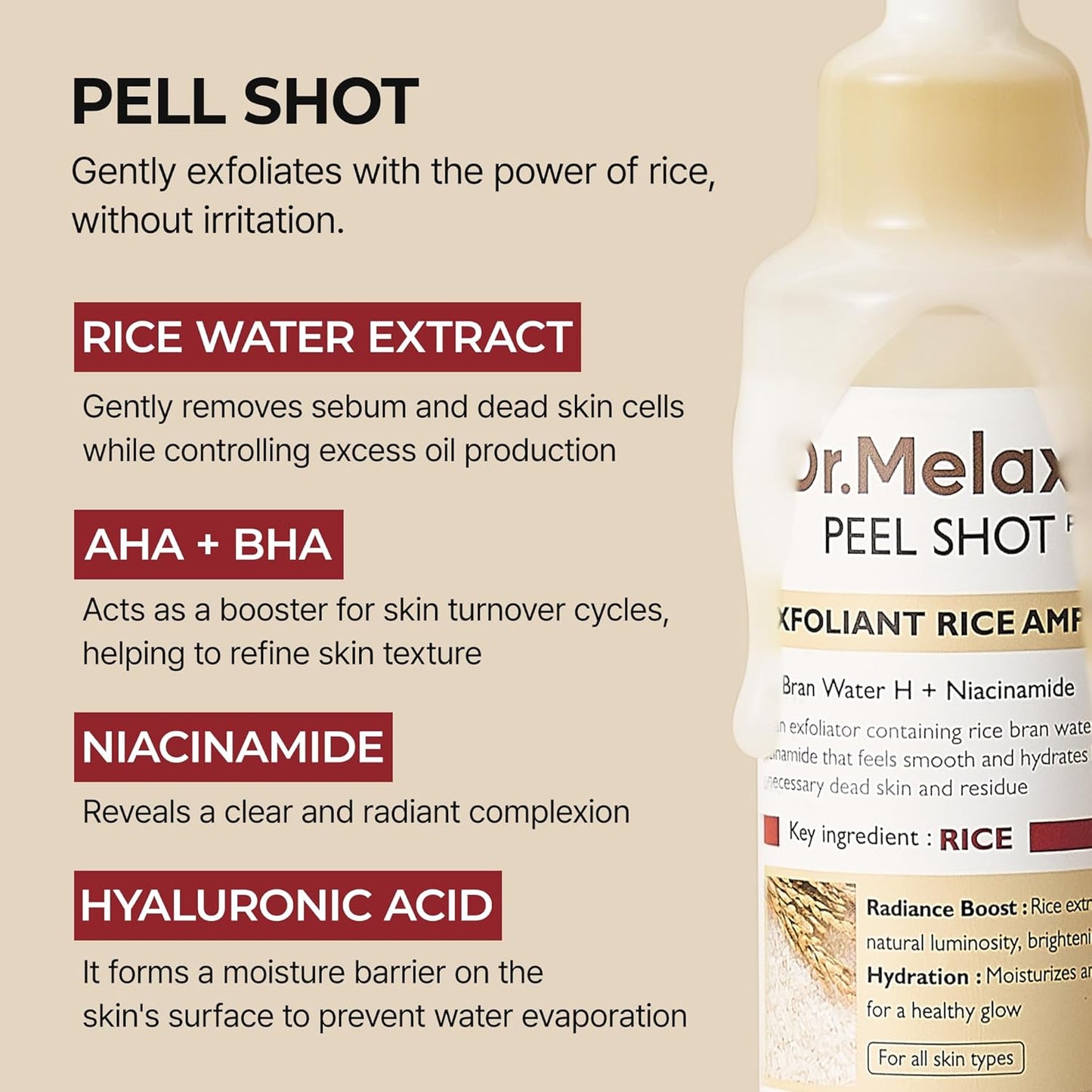Dr.Melaxin Peel Shot Exfoliating White Rice Ampoule 80ml