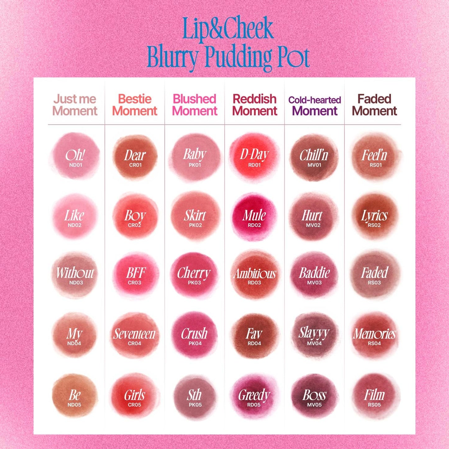Fwee Lip & Cheek Blurry Pudding Pot (14 colors)