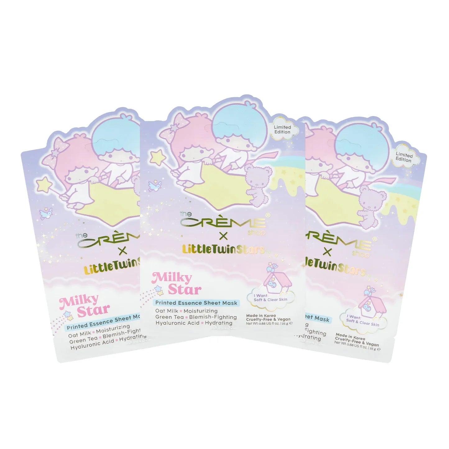 The Crème Shop Little Twin Stars Milky Star Printed Essence Sheet Mask (Set of 3) - $12 Value