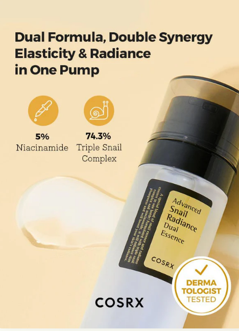 COSRX  Niacinamide 5% + Snail Mucin 74% Dual Essence