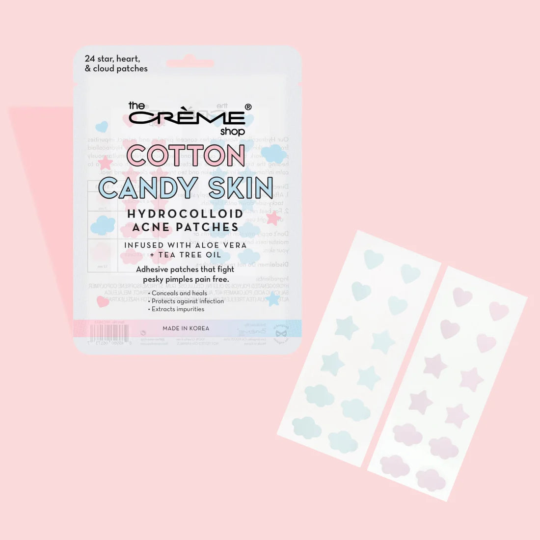The Crème Shop Cotton Candy Skin - Hydrocolloid Acne Patches | Infused with Aloe Vera + Tea Tree