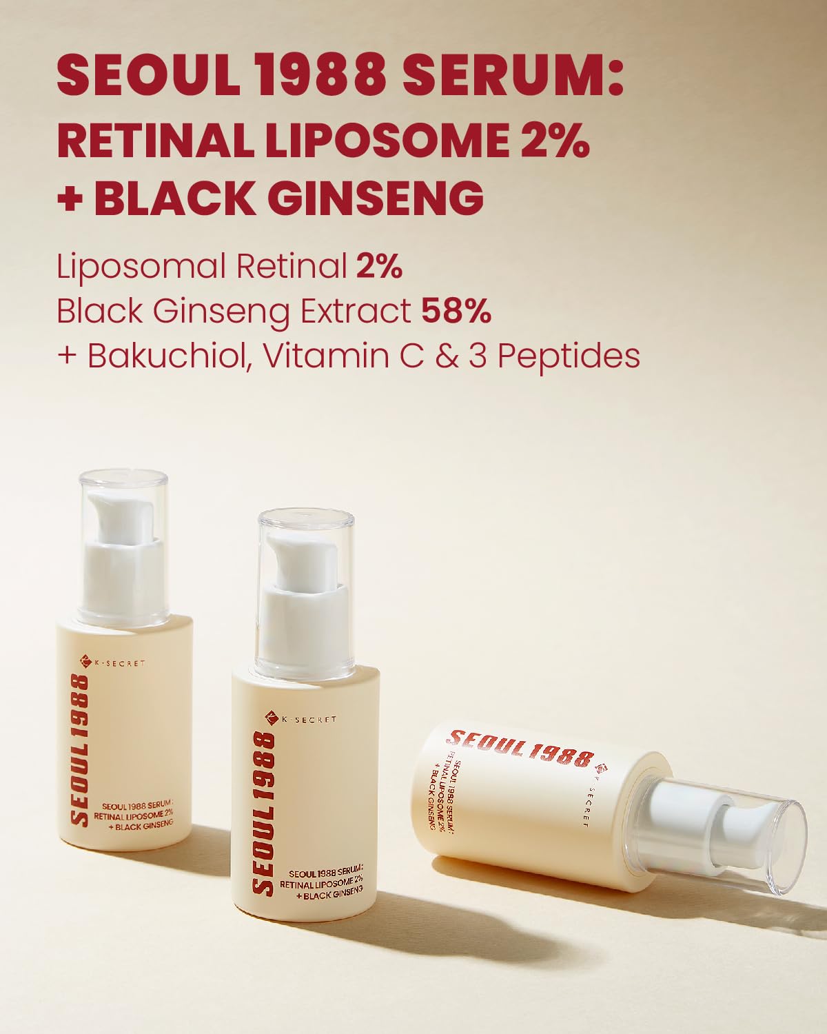 K-Secret Seoul 1988 Serum: Retinal Liposome 2% + Black Ginseng 30ml