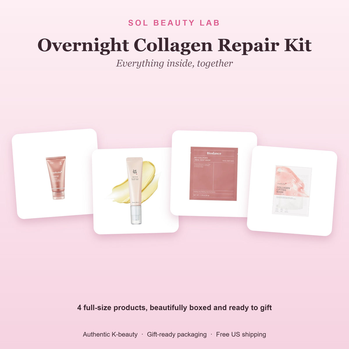 All products in the Overnight Collagen Repair Kit shown together