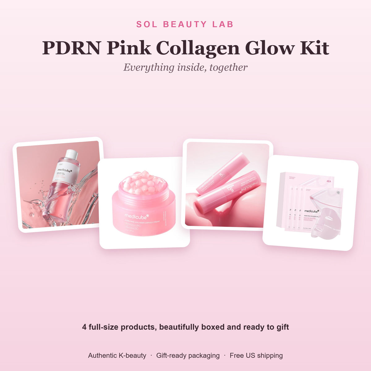 All products in the PDRN Pink Collagen Glow Kit shown together